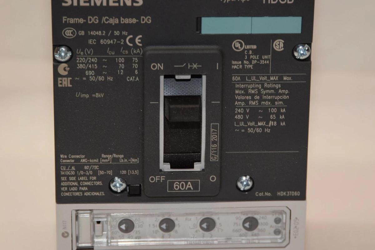 SIEMENS VL Circuit Breaker 3VL2506-2PE33-0AA0 60A 60 A Amp 3P HDK3T060F NEW