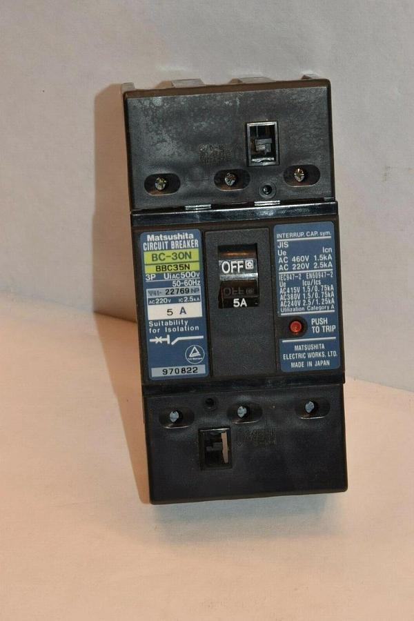 Used MATSUSHITA BC-30N BC30N BBC35N 5A 50/60Hz 2P CIRCUIT BREAKER