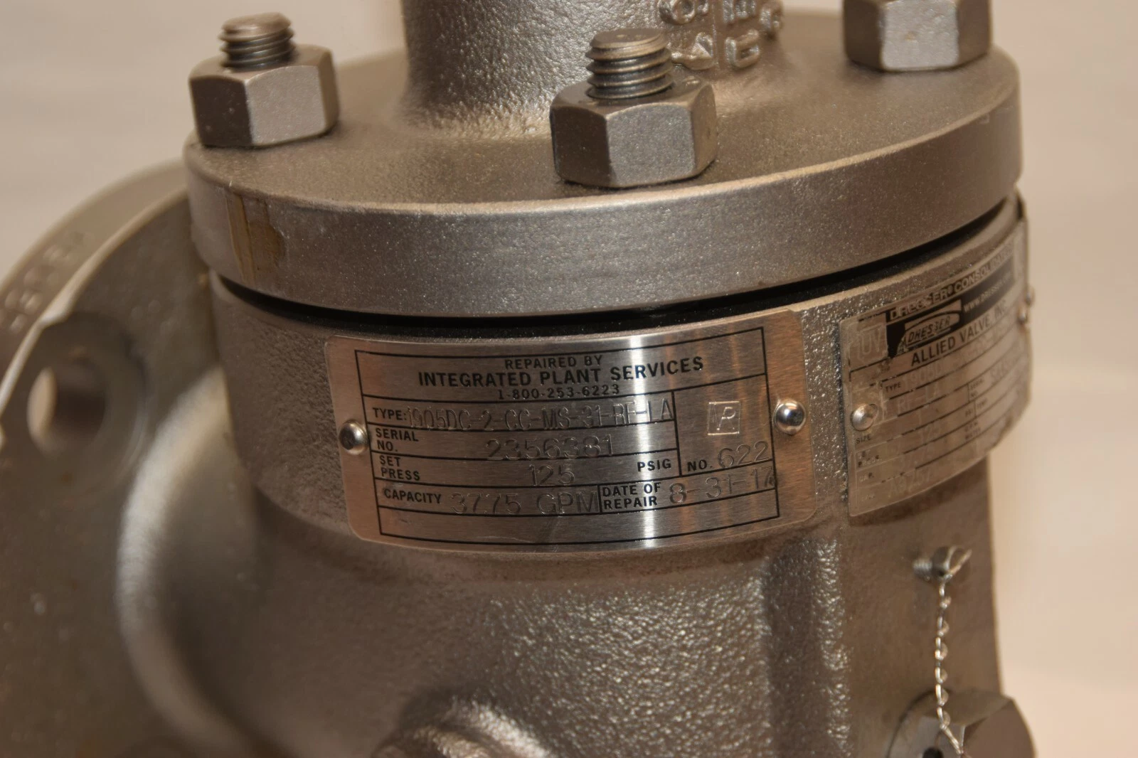DRESSER 1905DC-2-CC-MS-31-RF-LA 1" 125psi 37.75 GPM Flanged Relief Valve