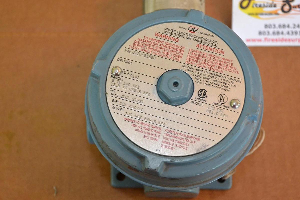 UNITED ELECTRIC UE Pressure Switch J120-S156B 2-100psi Ametek SW Diaphragm NEW