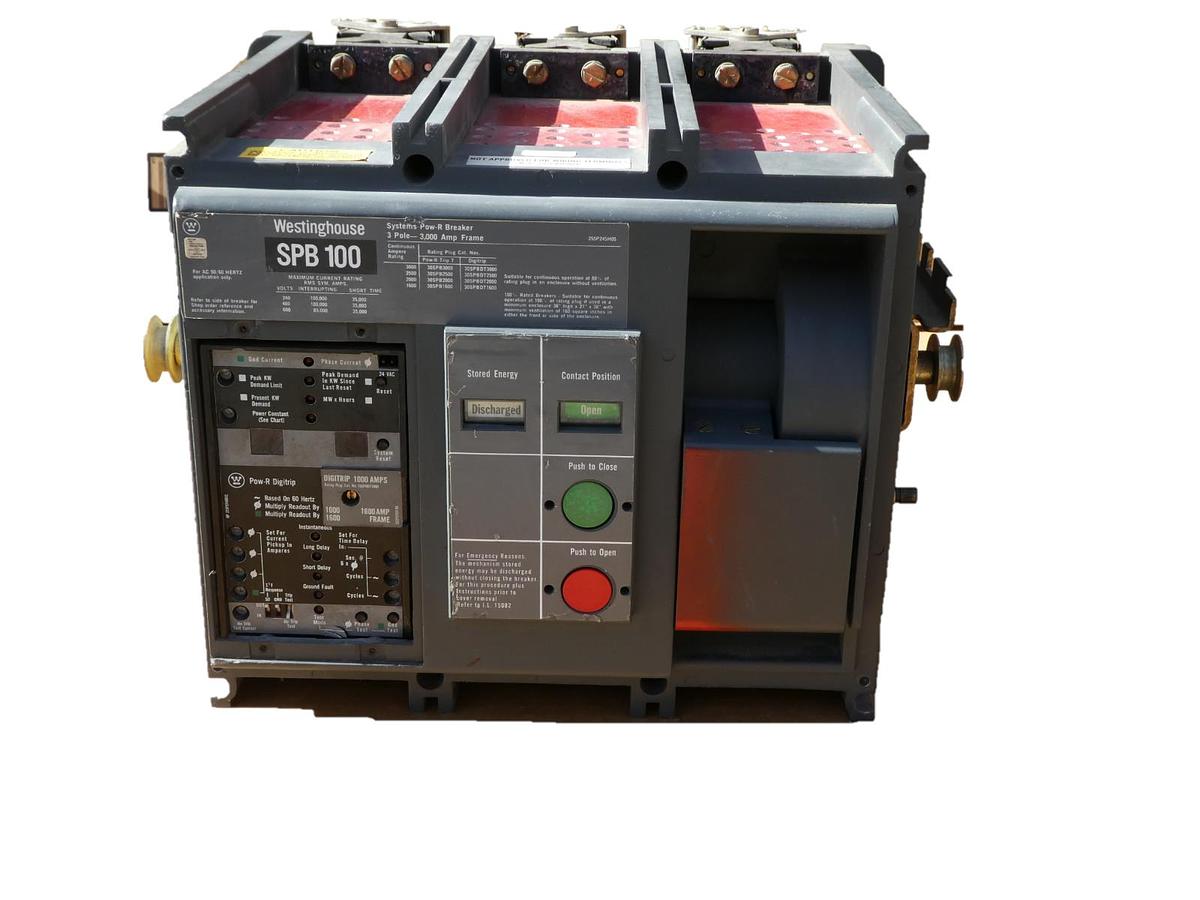Used Westinghouse SPB 100 1600A Drawout Pow-R Breaker  w/ 1000 Amp Plug SPB100