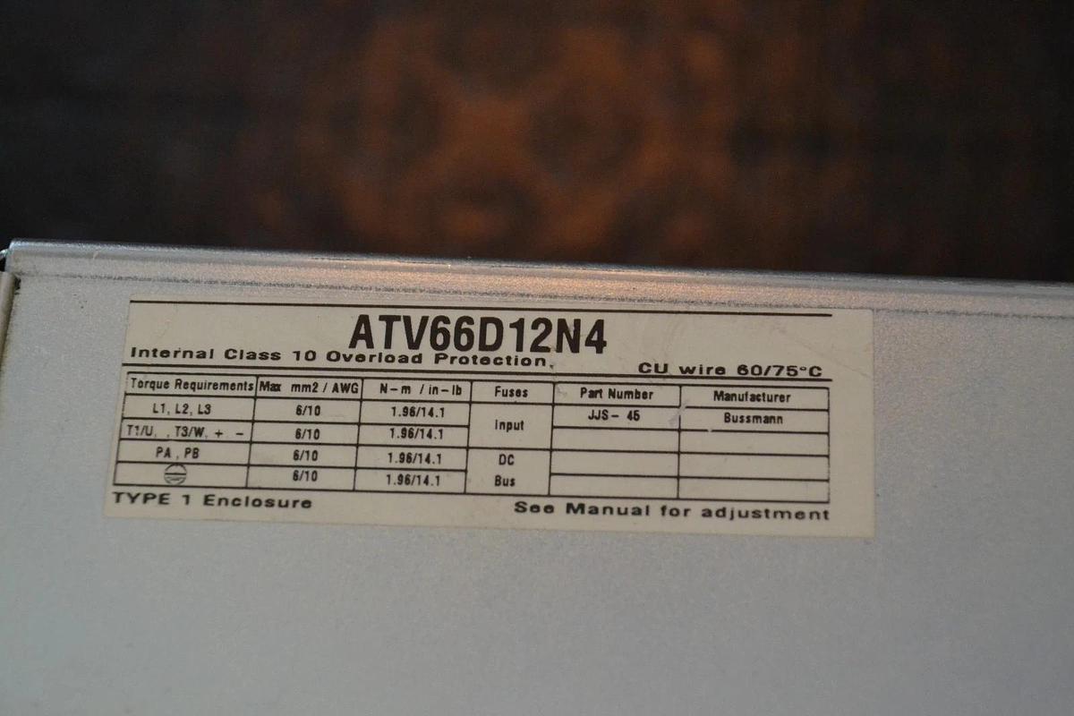 Used Telemecanique Altivar Drive ATV66D12N4 10/15hp 7.5/11KW (no keypad)
