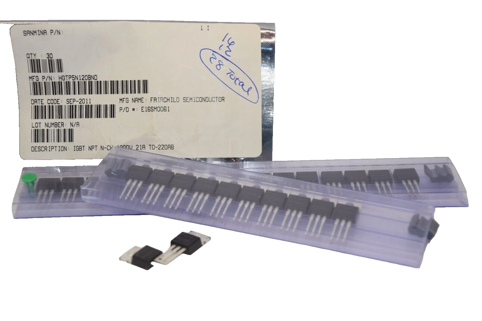 (NEW - Lot of 28) FAIRCHILD HGTP5N120BND-ND , HGTP5N120BND 1200V IGBT Transistor
