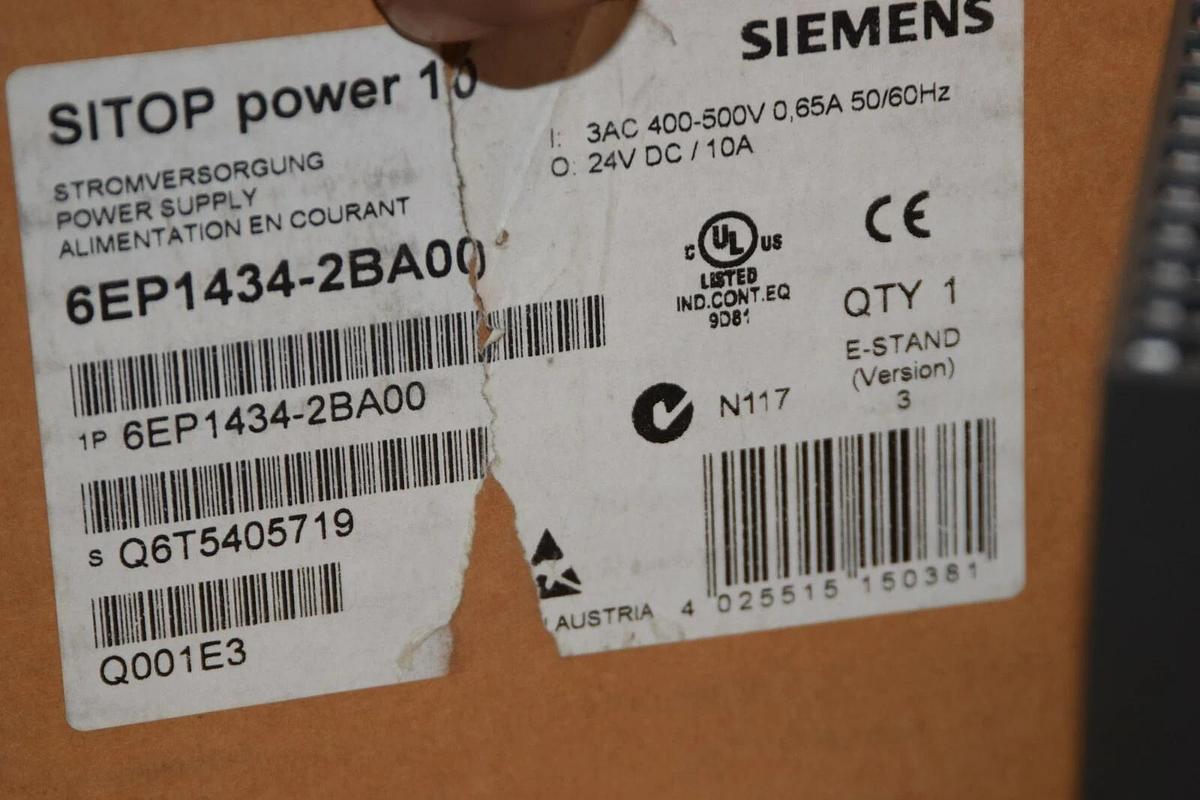 (NEW) SIEMENS 6EP1434-2BA00 Q6T5405719 24V 10A SITOP Power Supply