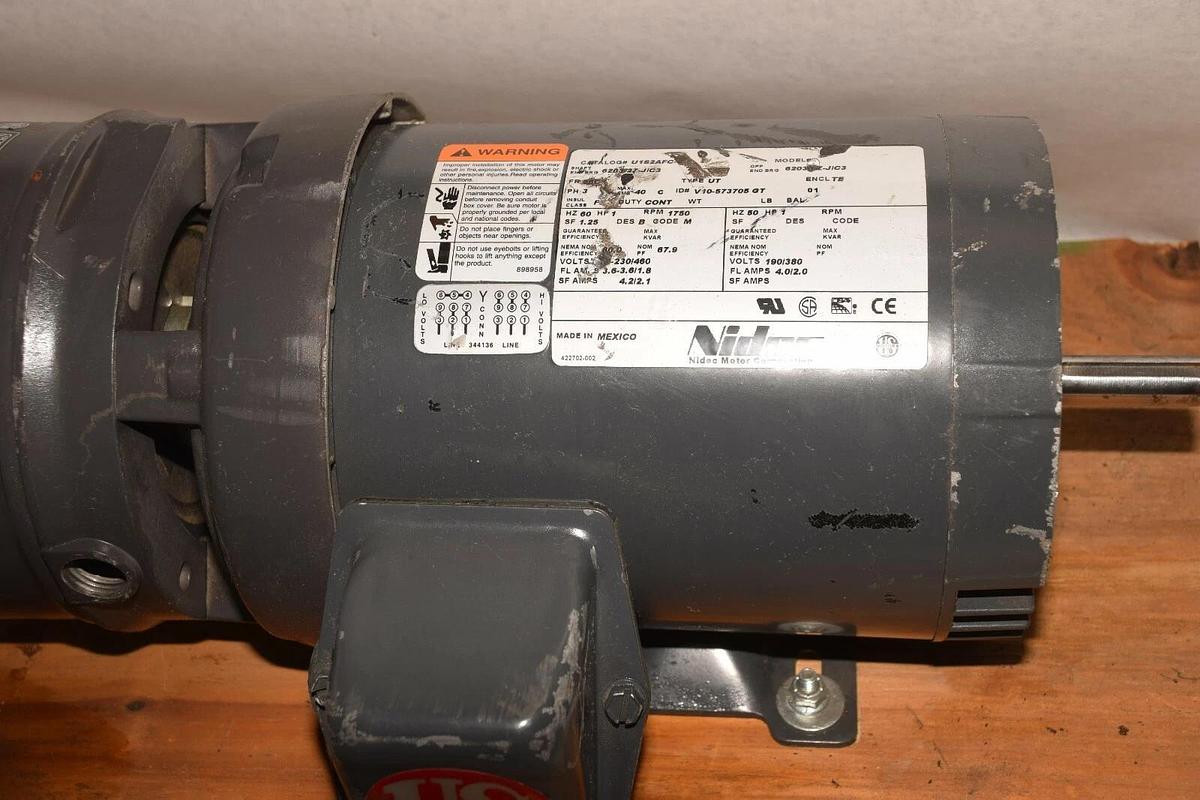 U.S. Motors U1P2DFC 1hp 208-230/460 1800 RPM Shur Stop Brake 105631106003 (New)