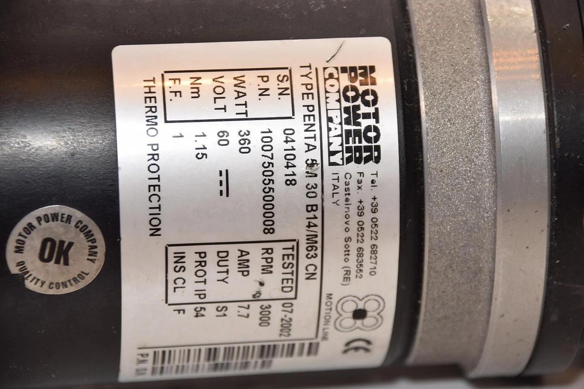 Used MOTOR POWER COMPANY 1007505500008 Drive With BJ GEAR DK-8660 Gearbox Head