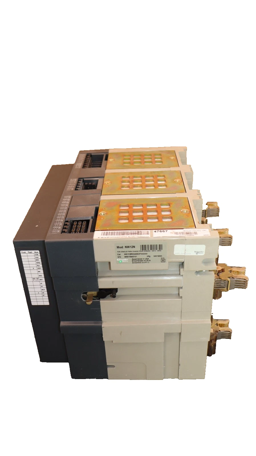 Refurbished Square D Masterpact Breaker NW12N 1200A WG1CBR33A9SXFXXXXX Micrologic 5.0 1000A