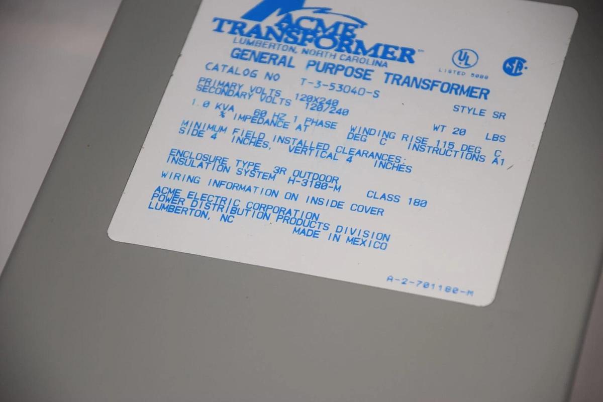Used ACME TRANSFORMER T-3-53040-S T353040S General Purpose Transformer