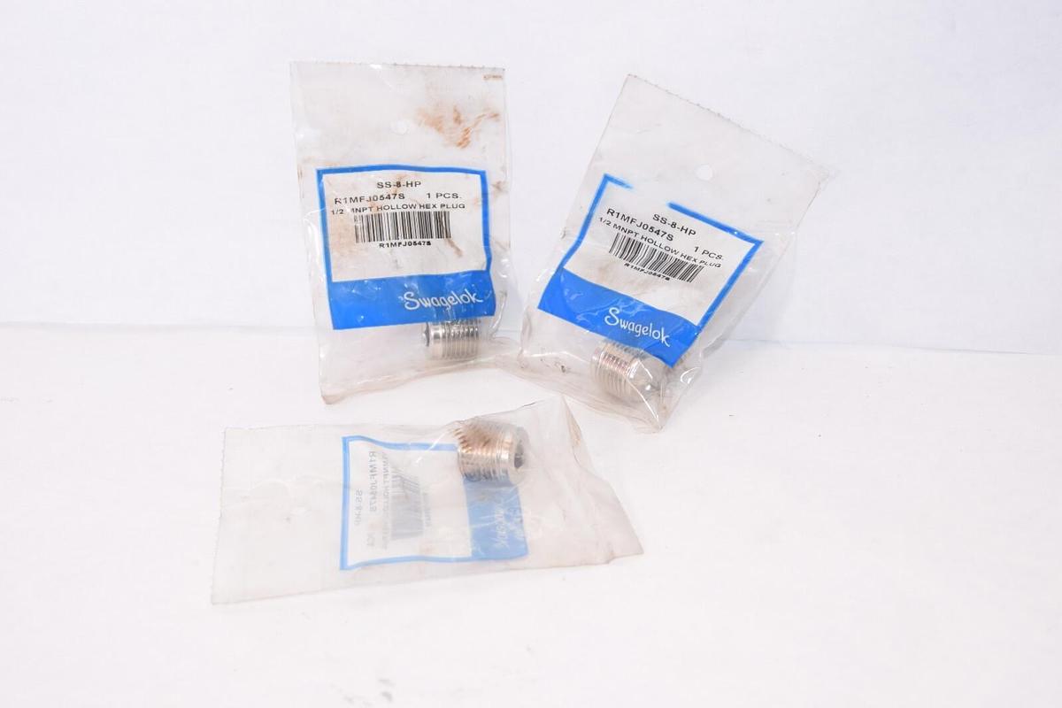 (NEW -Lot 3) SWAGELOK SS-8-HP SS8HP 1/2" MNPT Hollow Hex Plug