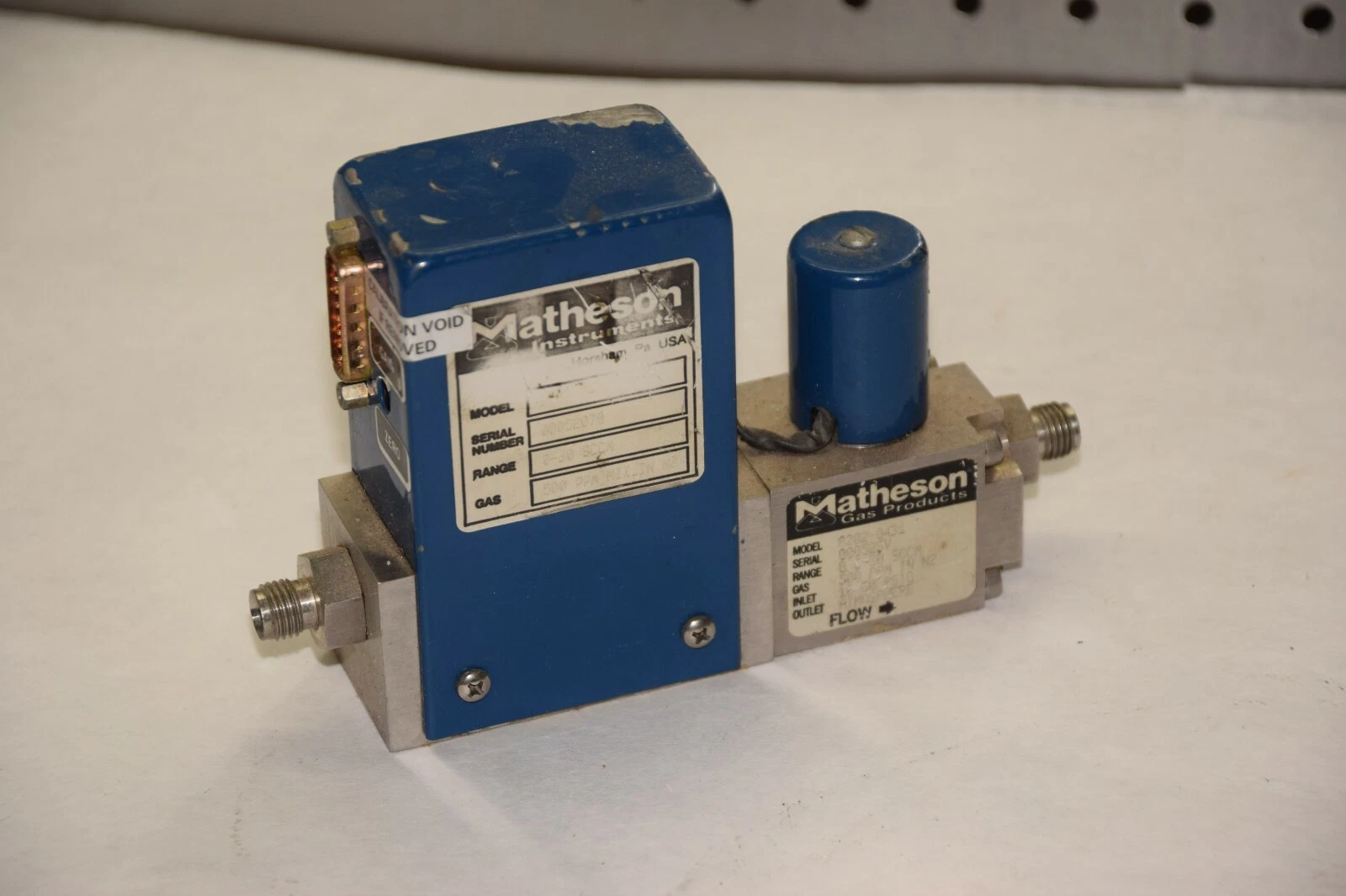 Used MATHESON GAS PRODUCTS 8202-0431 VALVE 0-30 SCCM 500ppm in N2