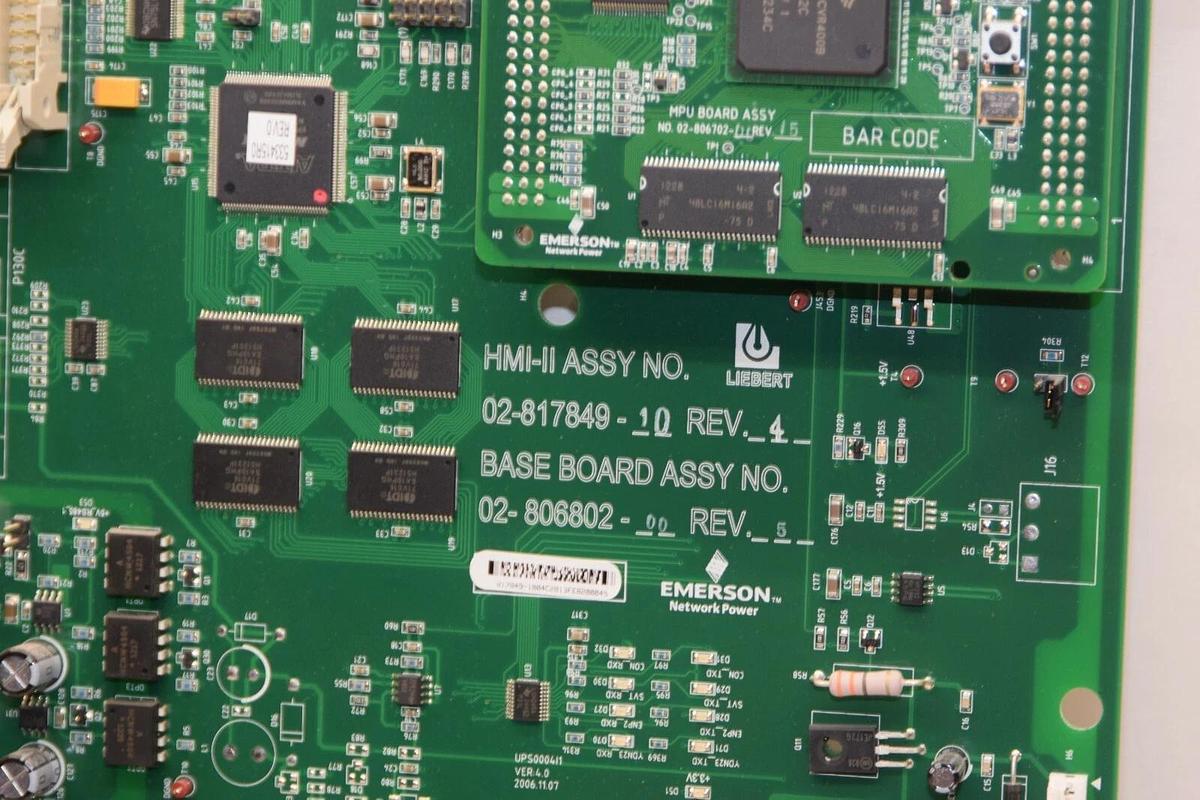 Used EMERSON / LIEBERT 02-817849-10 Rev 4 02-806802-00 Rev 5 HMI-II Assy Board
