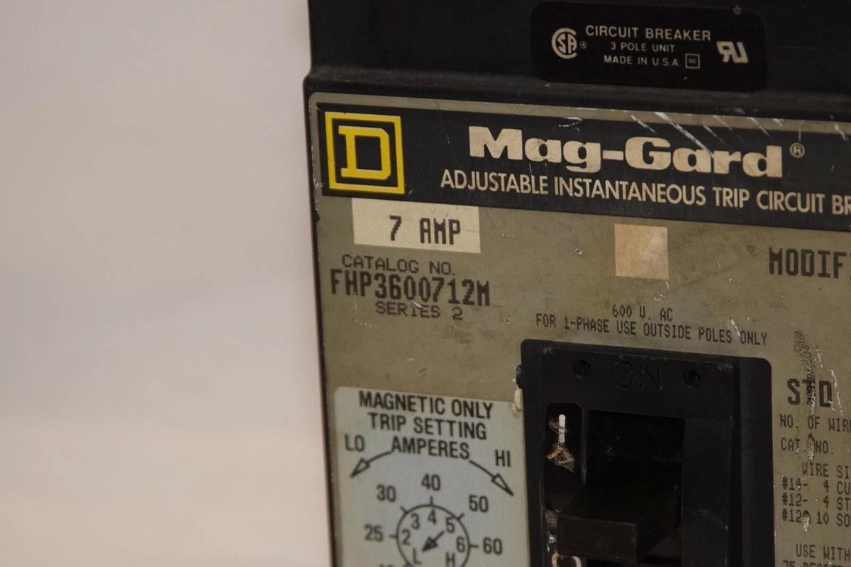NEW SQUARE D FHP3600712M 7A 7 Amp 7 A 3P Magnetic Range 18-70A Circuit Breaker