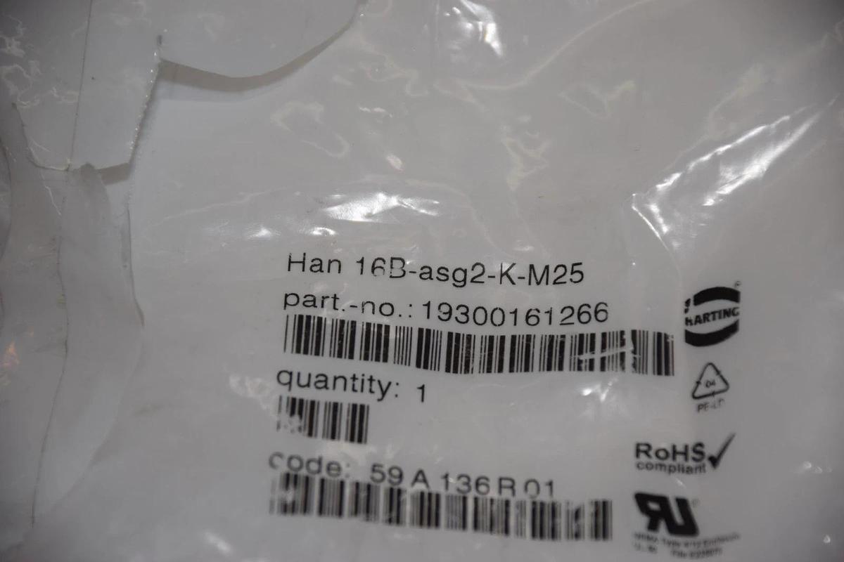 HARTING HAN 16B-ASG2-K-M25 HAN16BASG2KM25 SEALED ELECTRICAL ENCLOSURE NEW