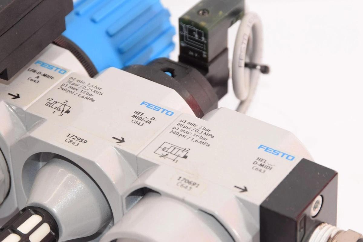 Used FESTO LFR-D-MIDI-A Filter Regulator HEE-...-D-MIDI 24 HEL-..-D-MIDI HE-..-D-MIDI