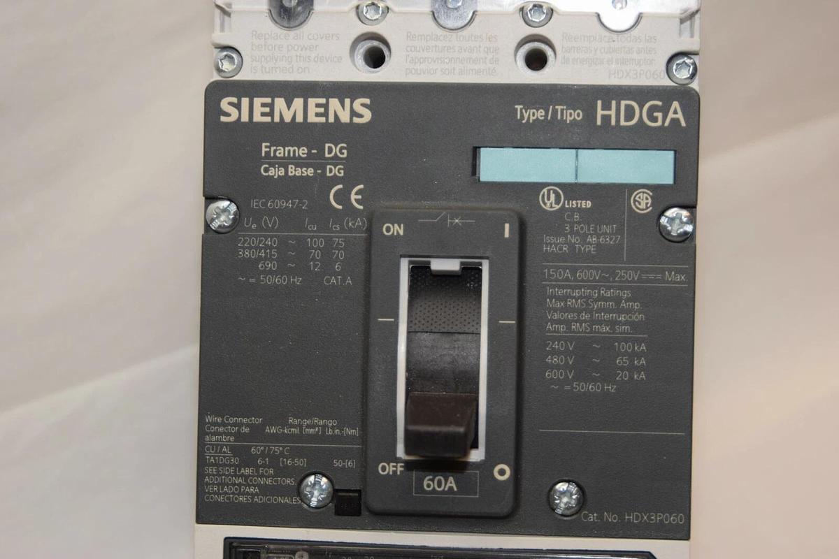 Siemens breaker NDGA 60 Amp 3VL9206-6GE30  3vl2115-3rr30-0aa0 HDX3P060 60 A 60A