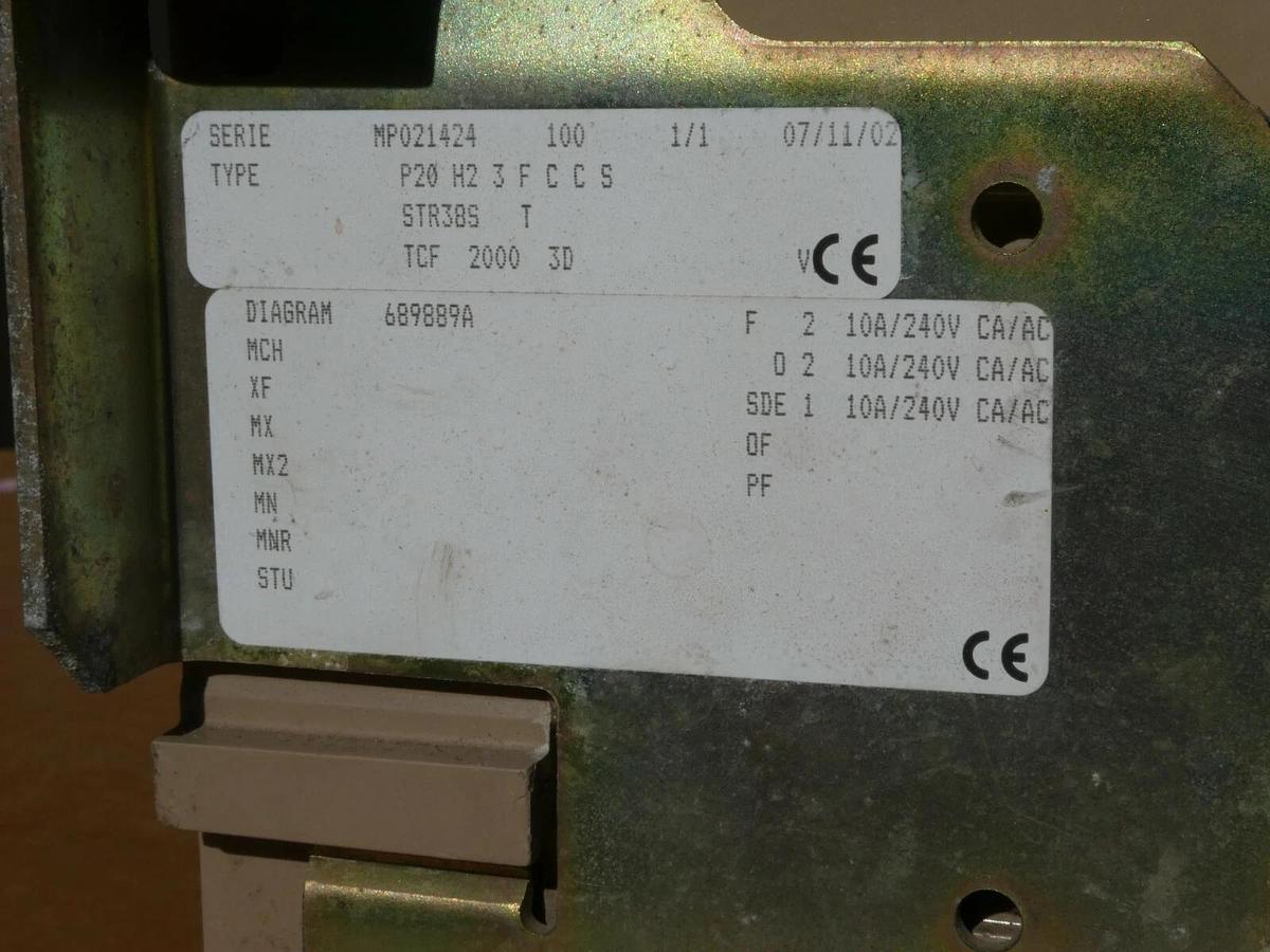 Used Merlin Gerin MP20H2 2000A  Masterpact Circuit Breaker 2000 Amp w/ Shunt MP20 H2