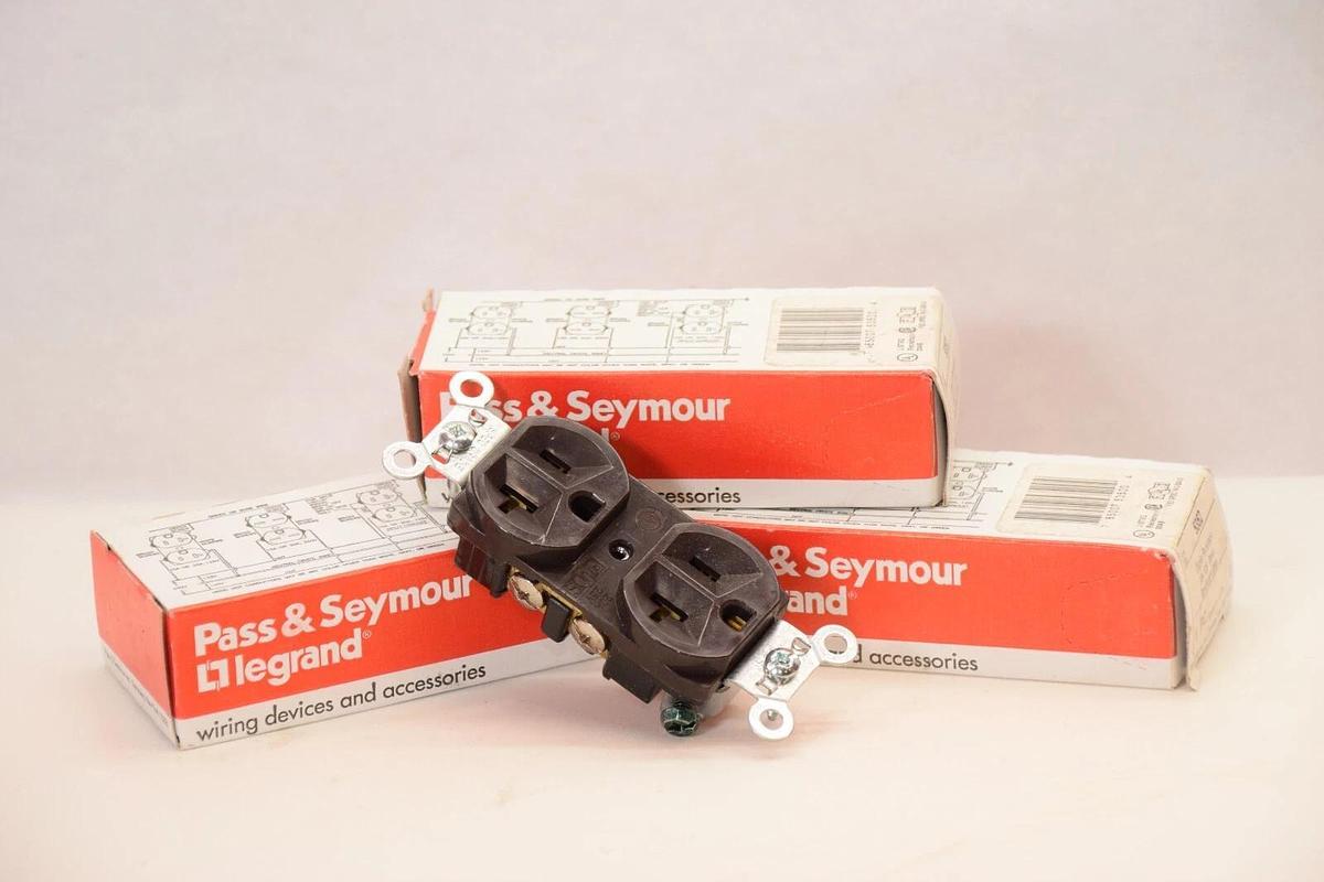 (Lot of 3) Pass & Seymour Legrand  5352 Duplex Receptacle 20A 125v BROWN (NEW)