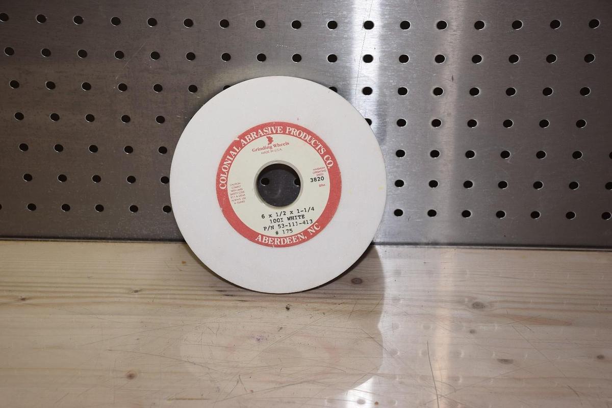 Colonial Abrasive 53-111-413, 100I White Grinding Wheel  6" x 1/2" x 1-1/4"