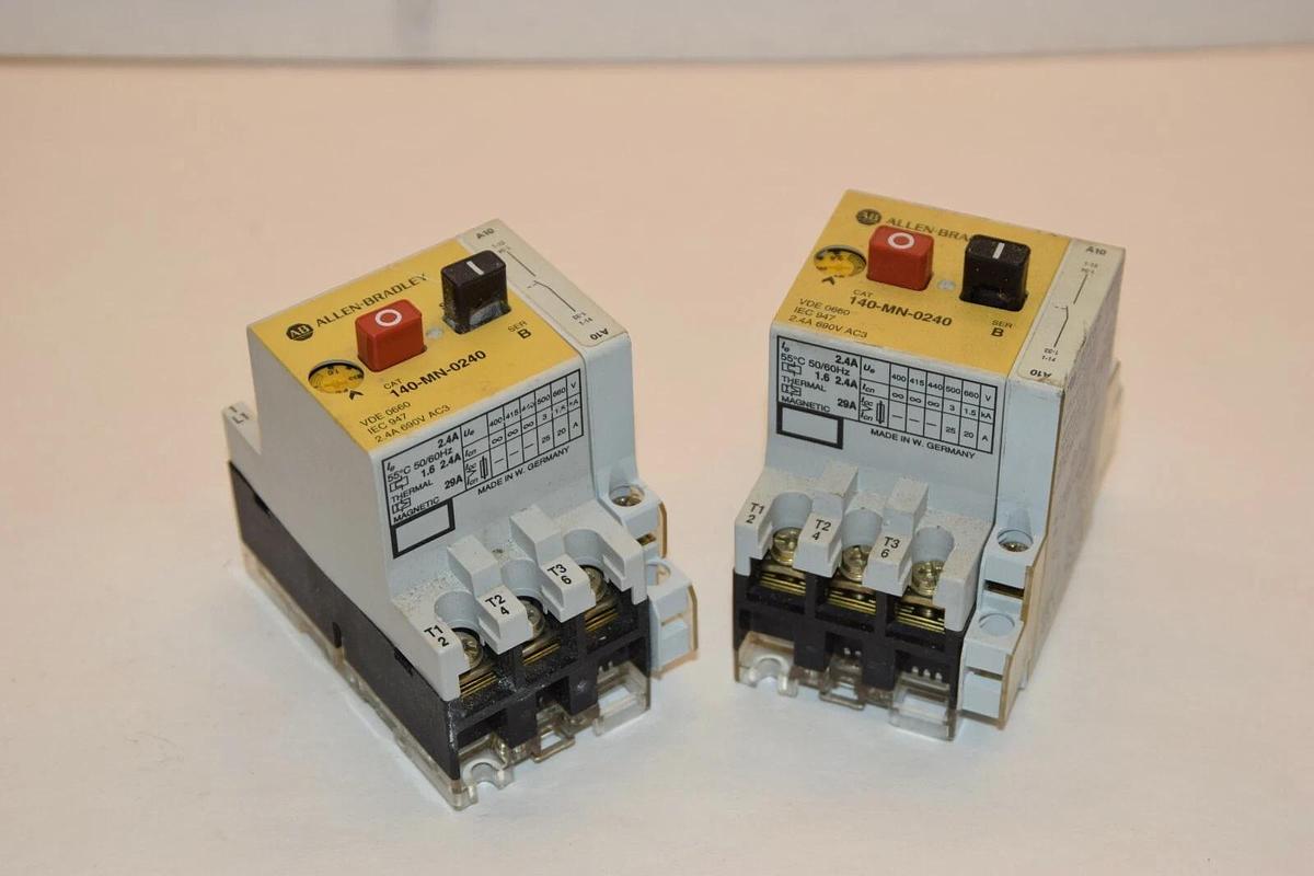 Used (LOT OF 2) ALLEN BRADLEY 140-MN-0240 SERIES B 2.4A 690V AC MANUAL STARTER