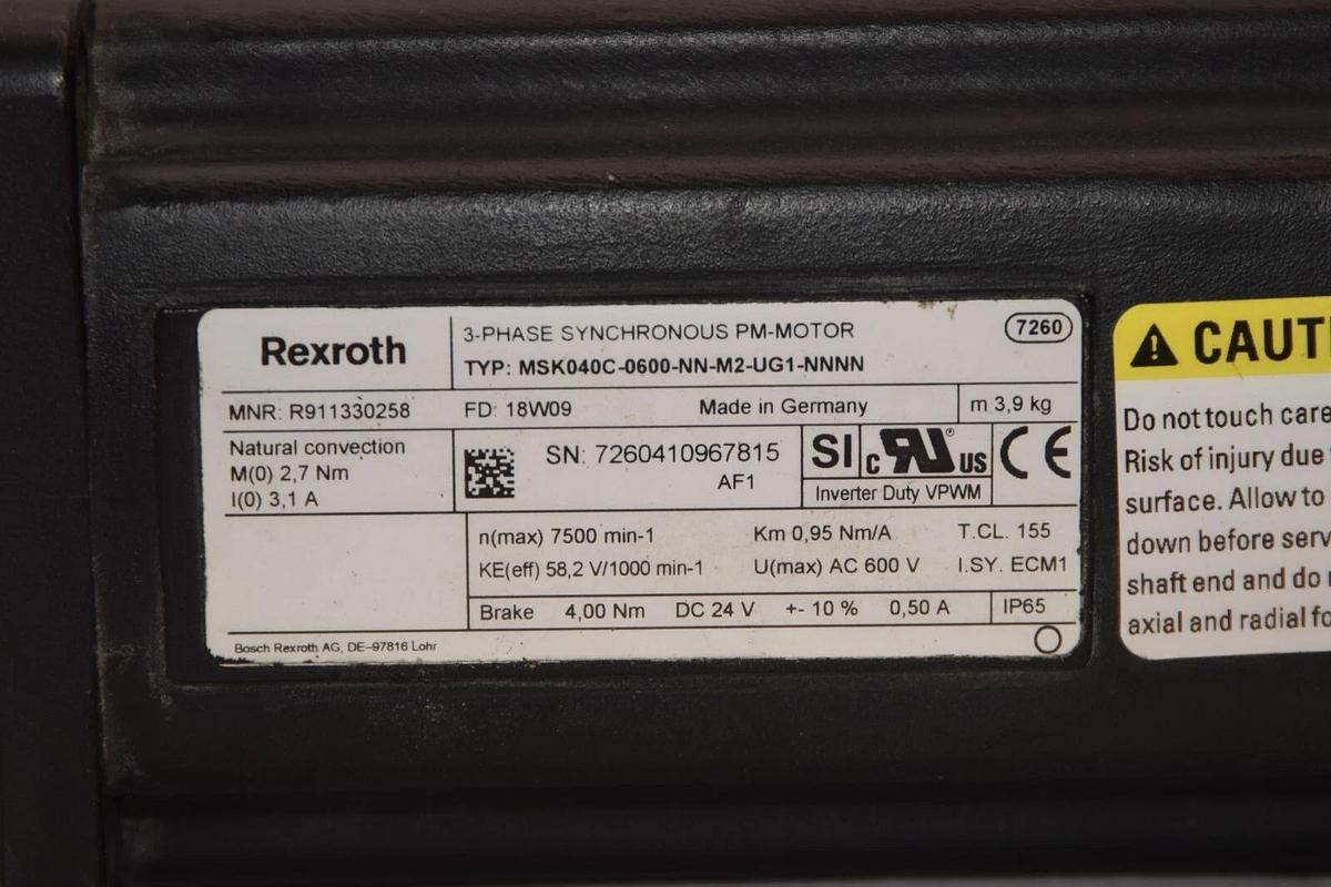 (NEW) REXROTH MSK040C-0600-NN-M2-UG1-NNNN R911330258 3ph PM Servo Motor