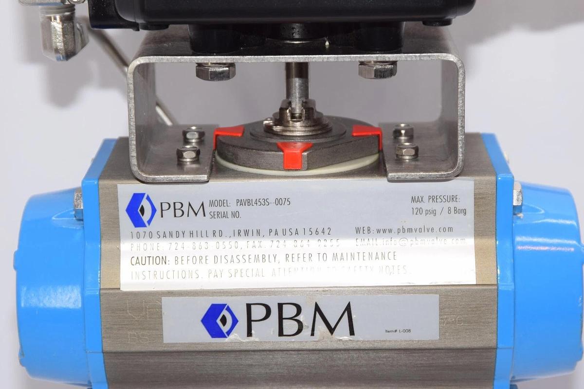 Used PBM PAVBL453S-0075 Actuator SS Valve 1/2" MIHLC4X-Z01-34A-K095 Westlock 711