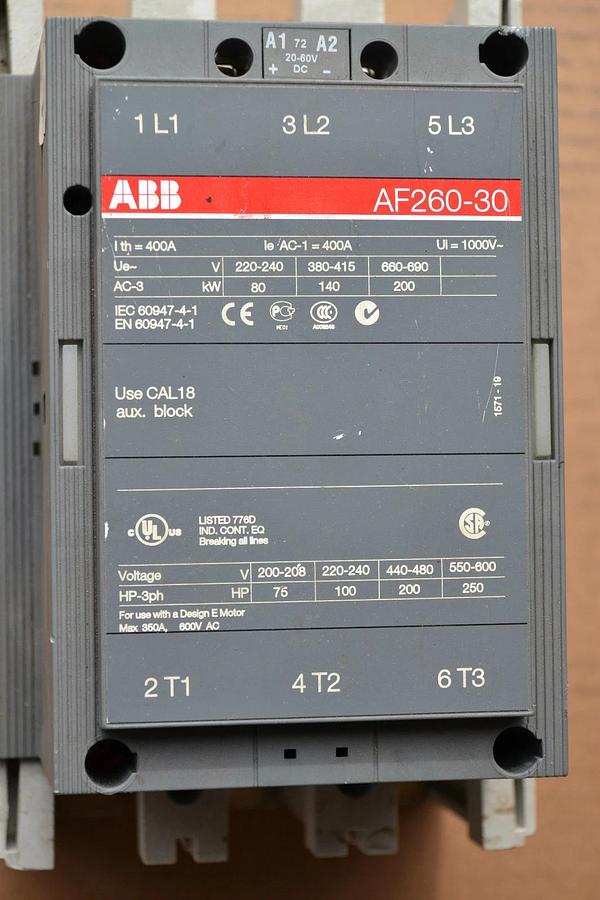 Used ABB CONTACTOR AF260-30 AF26030 AF260 30 20 - 60 VDC COIL 600VAC 3PH 3 Pole 3P