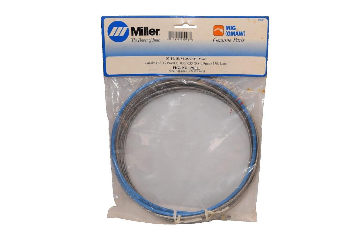 Miller OEM 194011  M-10/M-25/25M, M-40 MIG Gun Liner .030/.035x15Ft 172258 (New)