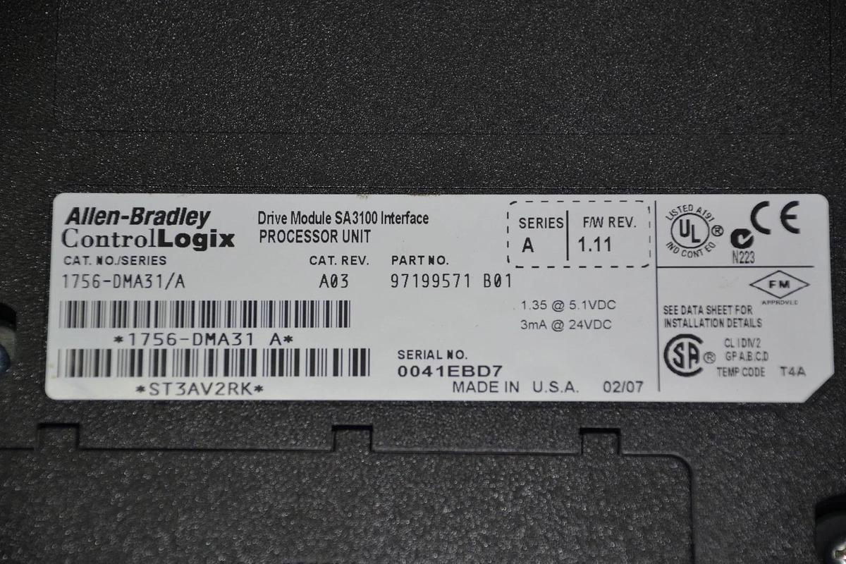 ALLEN BRADLEY 1756-DMA31 /A 1756DMA31/A DRIVE MODULE SINGLE AXIS NEW