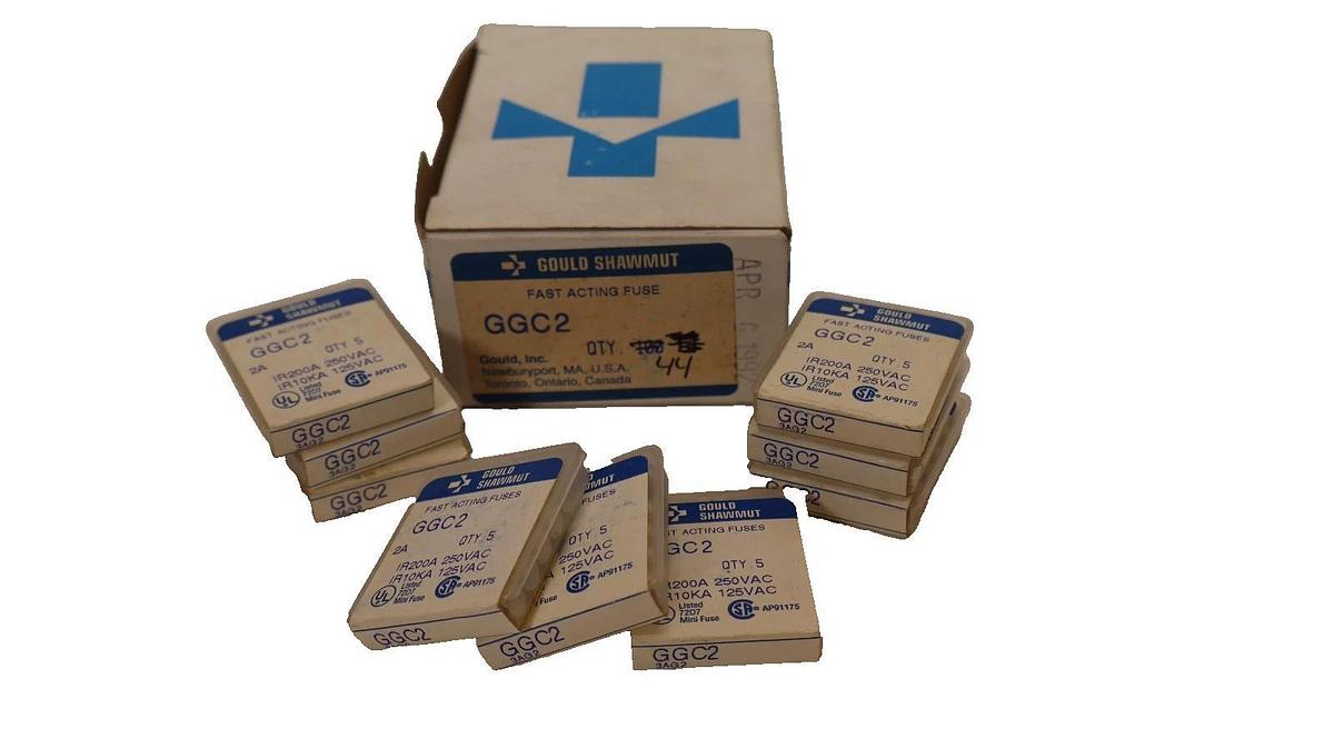 Gould Shawmut GGC2 GGC-2 GGC 2 2A 2 Amp Fast-Acting Fuse (New - Lot of 44)