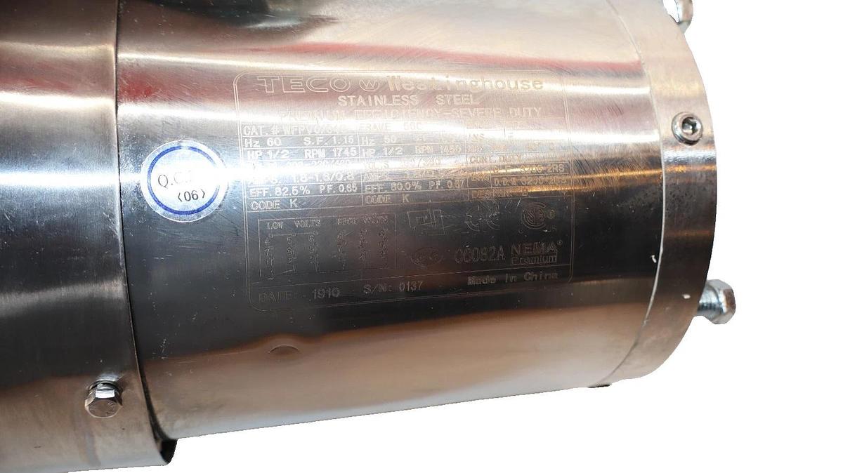 Teco-Westinghouse WFPV0/54C , 56C Frame , CC082A 5/8" Rod Motor (New)