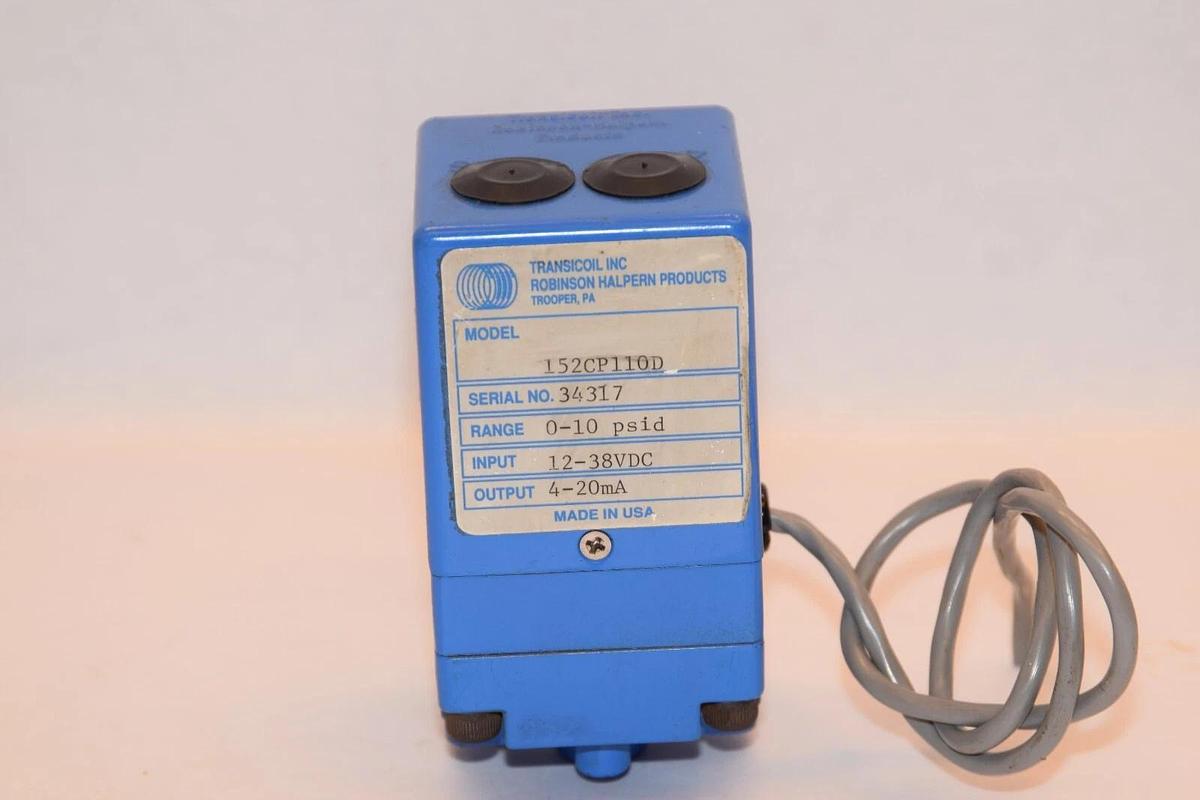 Used TRANSICOIL INC. 152CP110D 0-10psid 12-38Vdc 4-20mA Pressure Sensor