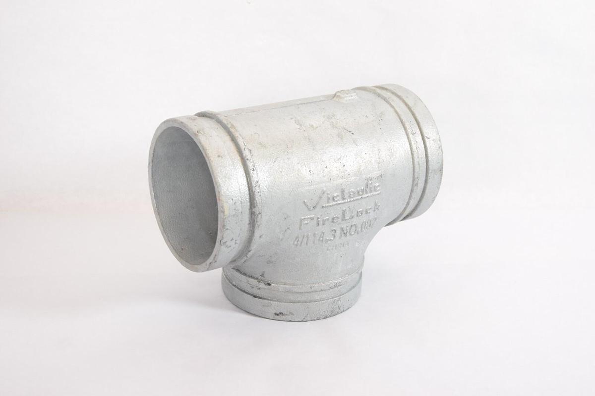(NEW) VICTAULIC 4/114.3 No. 002 C-E=4.00 IN 4" FireLock Straight Grooved Tee