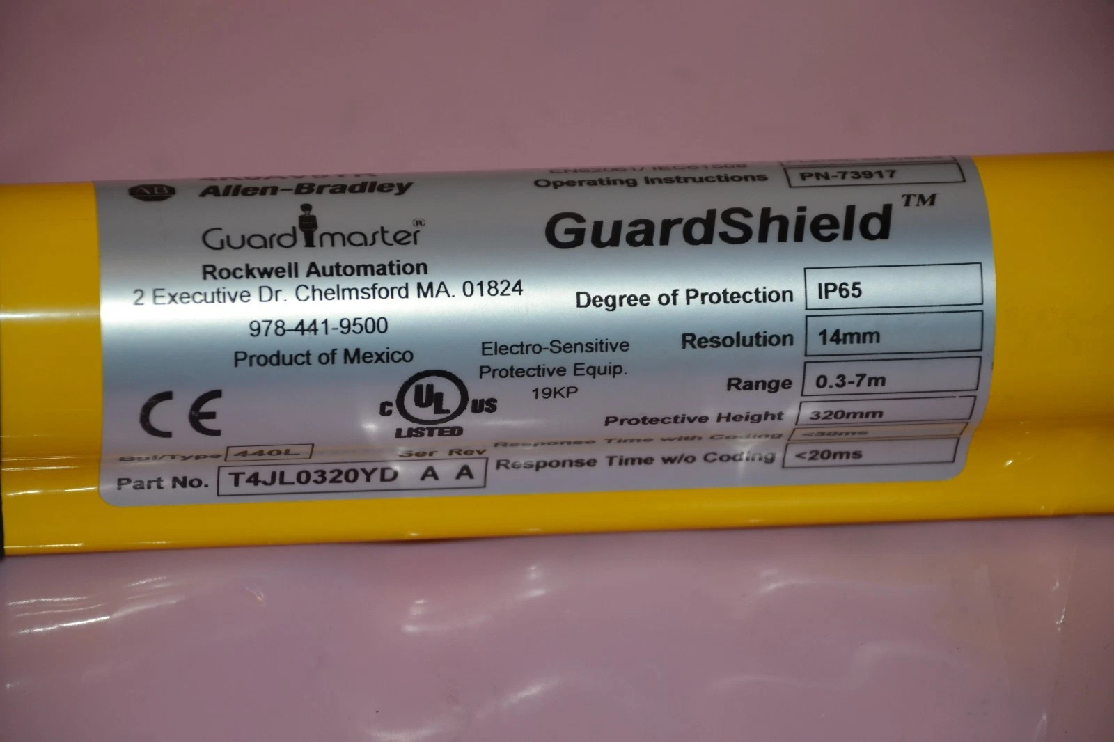 Used Allen-Bradley 440L-T4JL0320YD ser,A Safety Light Curtain 320mm 440L T4JL0320YD