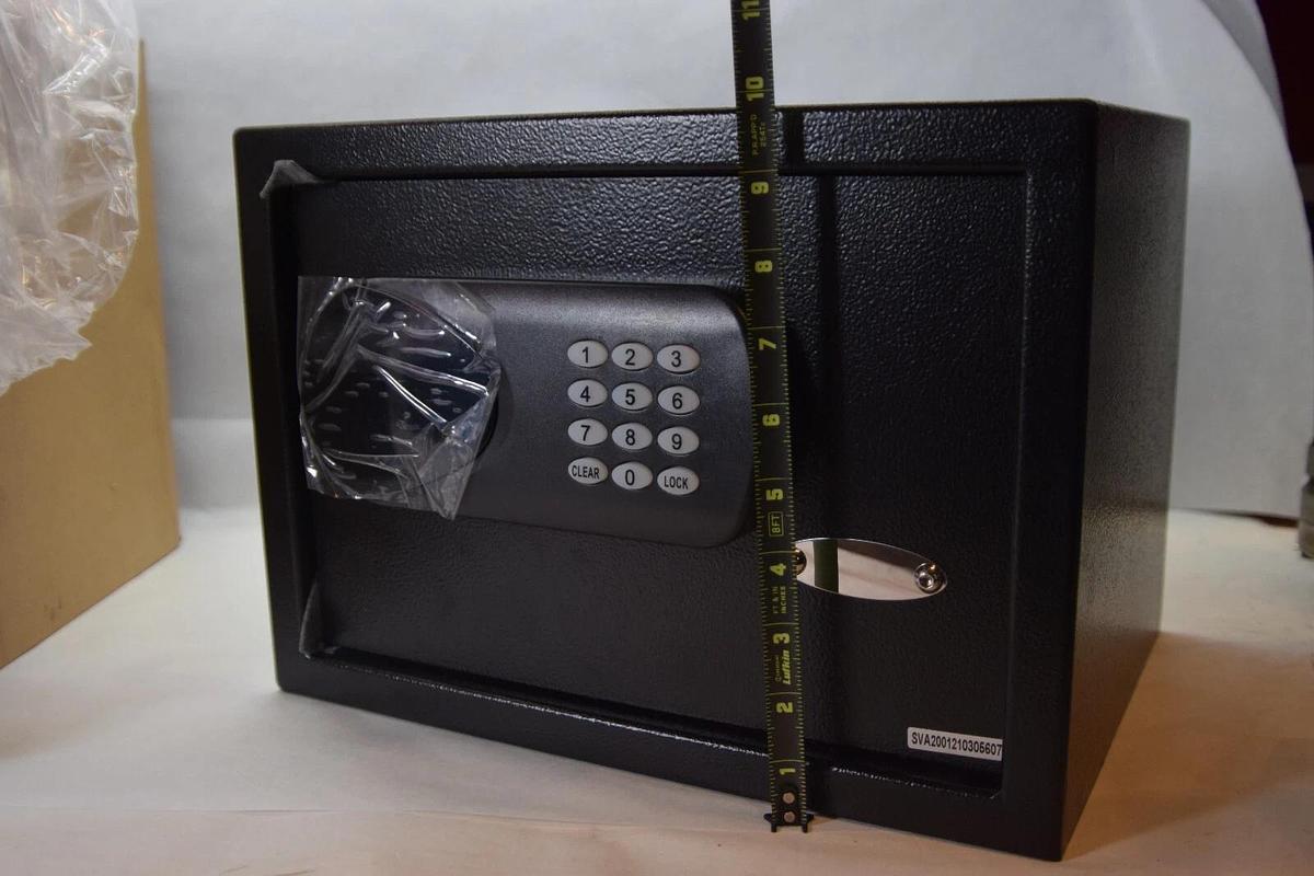 (NEW) AMAZON BASICS 0.5 Cubic Feet Black Electronic Lock Hotel Safe