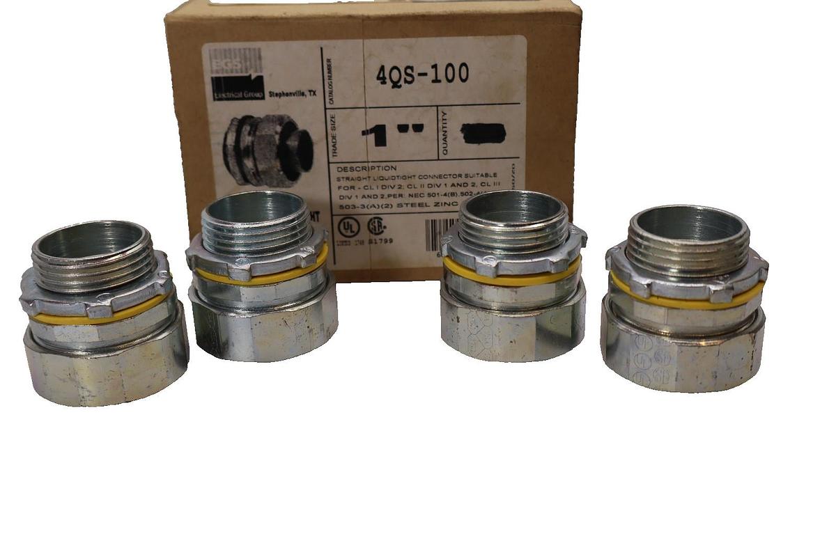 EGS Straight Liquidtight Connector 1" 4QS-100 4QS100 (New - Box of 4)