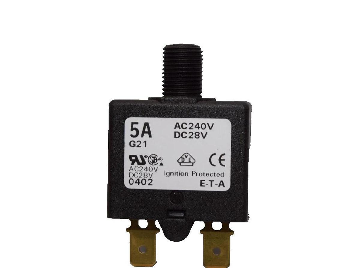 Lot 5  E-T-A ETA 1658 G21 5A BREAKER  8-41sec 5A 5 Amp G21 1658 240vac 28vdc NEW
