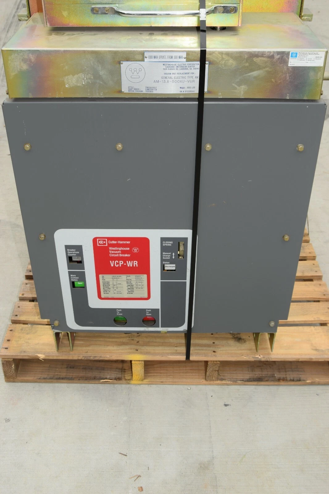 Used Cutler Hammer Vacuum Circuit Breaker 150VCP-WR1000 15 KV 1200A, 1200 Amp VCP-WR