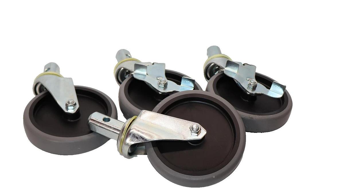 Heavy Duty Swivel Caster 5" w/back Breaks A-93211 , 5x1 (New - Set of 4)