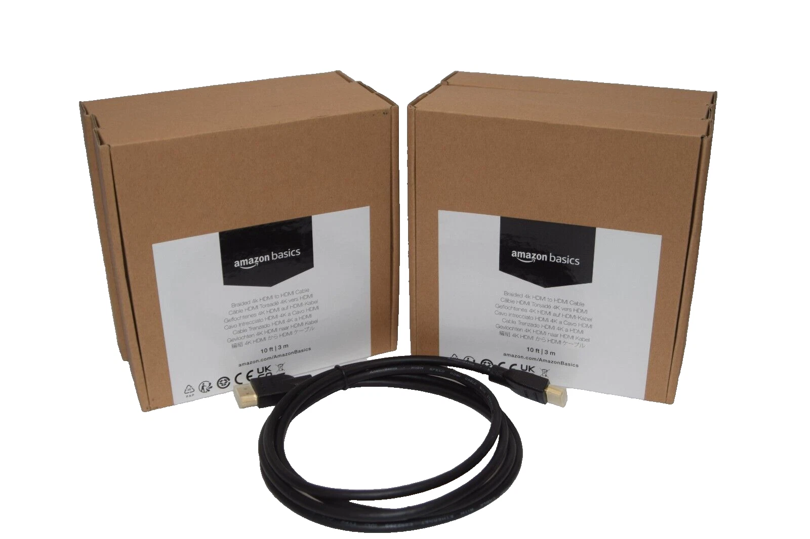 (NEW - Lot of 7) AMAZON BASICS 10' Braided 4K HDMI to HDMI Cable