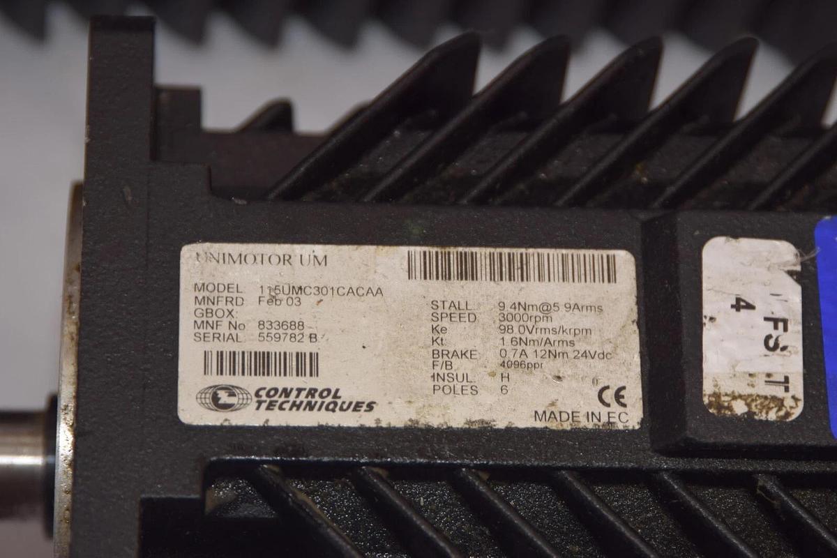 Used (Lot of 2) Control Techniques Brushless AC Servo Motor 115UMC301CACAA **AS-IS**