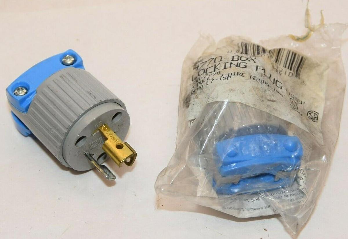 (NEW - Lot of 2) EAGLE ELECTRIC 4770-BOX 15A 277V 3W 2P Locking Plug