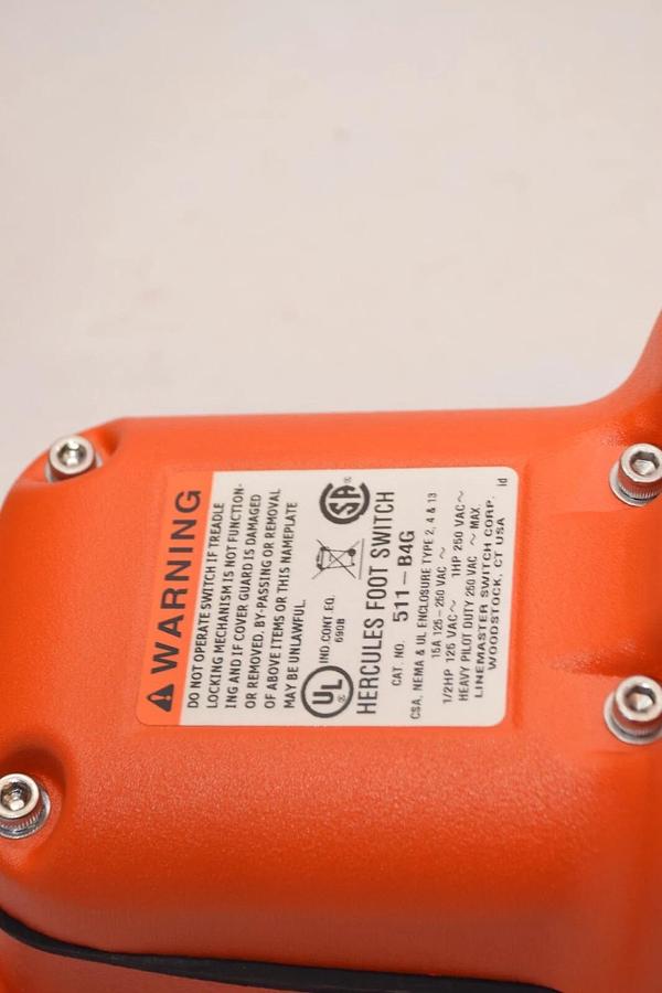 (NEW) LINEMASTER 511-B4G , 511B4G Anti-Trip Single Stage Hercules Footswitch