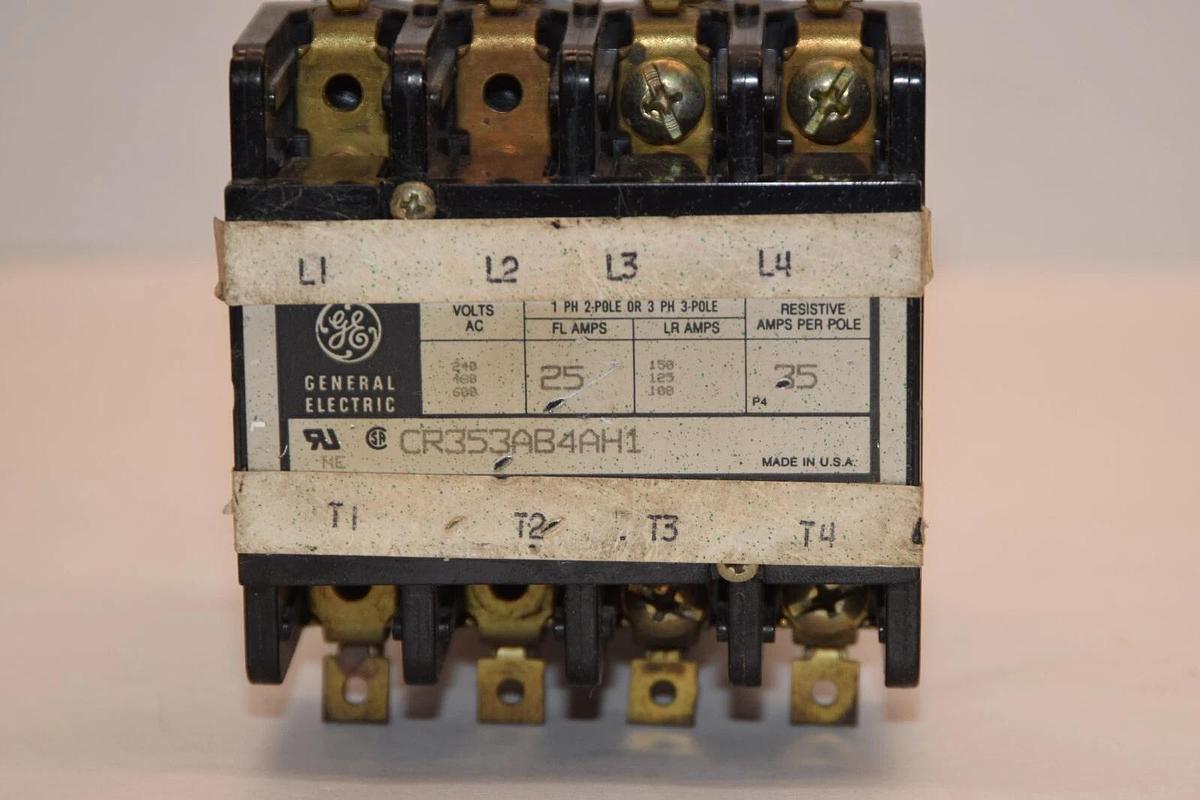 Used GE GENERAL ELECTRIC CR353AB4AH1 25A 4P 110/120V Coil Contactor