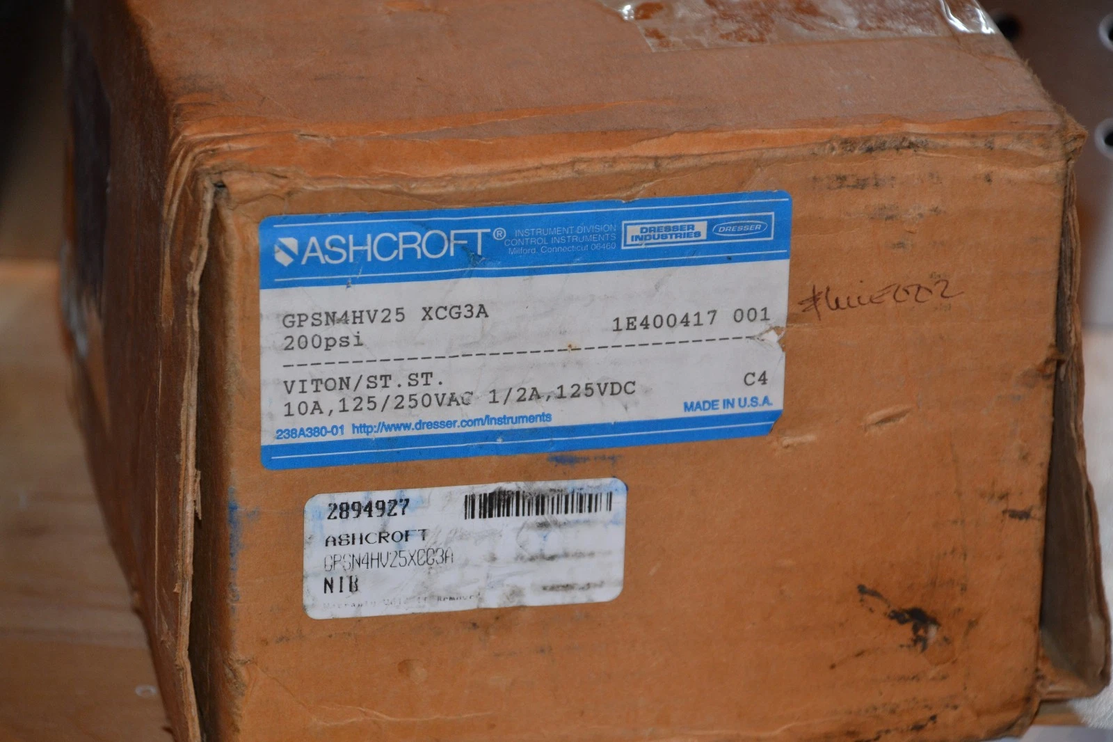 ASHCROFT PRESSURE SWITCH GPSN4HV25XCG3A 200PSI GPSN4HV25 VITON/ST NEW