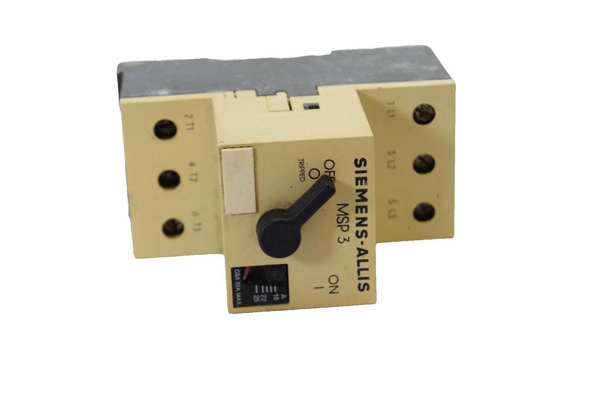 Used Siemens Allis Manual Starter Protector MSP30S 16-25 Amp (see pics)