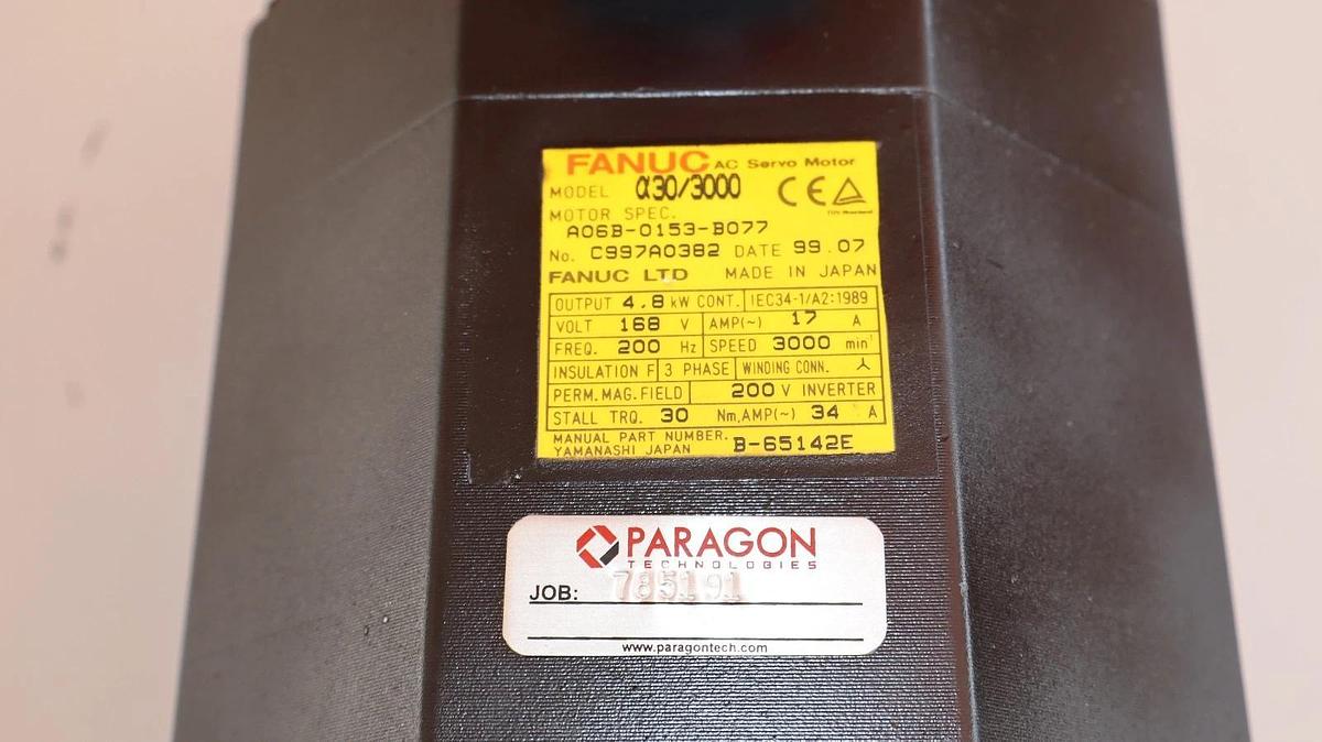 Fanuc AC Servo Motor A06B-0153-B077 A30/3000 4.8kw 4.8 kw 3ph (REFURB)