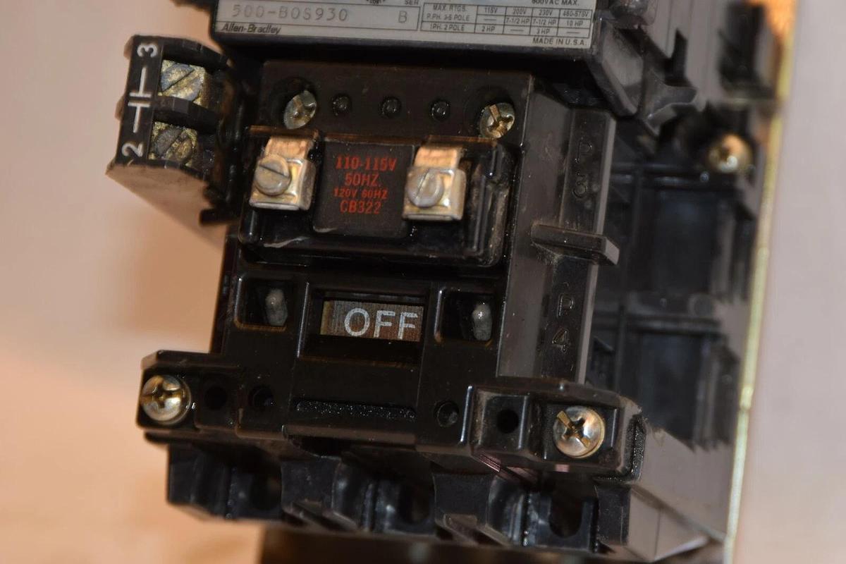 Used ALLEN BRADLEY 500-B0S930 Series B Size 1 3-5P 1PH 110-115V 50Hz Coil Contactor