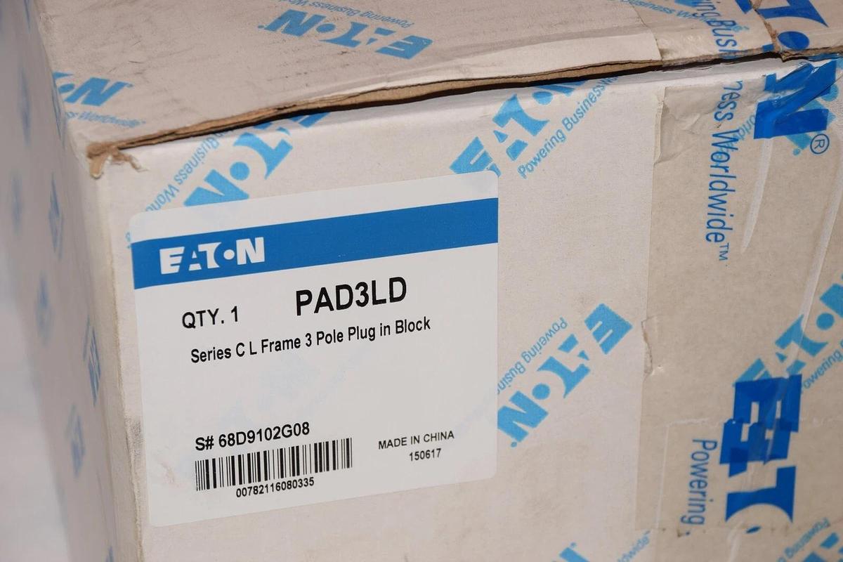 (New) EATON PAD3LD , 68D9102G08 Series C , L Frame 3 Pole Plug In Block