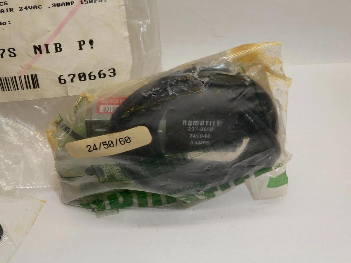 (NEW) NUMATICS 237-865B 031SA4150013A2 24Vac .30Amp 150psi Solenoid Valve