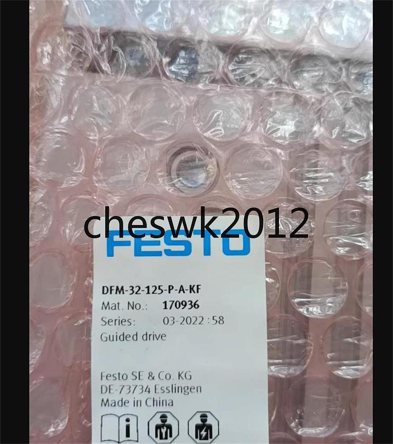 Used FESTO  PNEUMATIC GUIDED LINEAR DRIVE DFM-32-125-P-A-KF GLIDE GRIPPER CYLINDER
